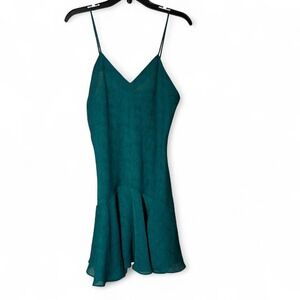 Vintage 90's Green Paisley Mini Slip Dress Womens Medium Delicate Whimsigoth